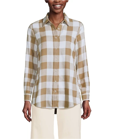Lands' End Women's Flannel Boyfriend Long Sleeve Shirt