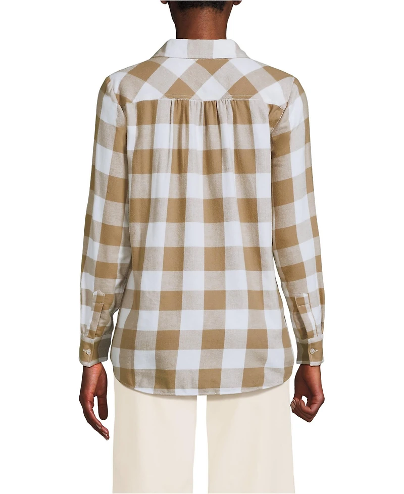 Lands' End Women's Flannel Boyfriend Long Sleeve Shirt