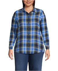 Lands' End Plus Flannel Boyfriend Long Sleeve Shirt