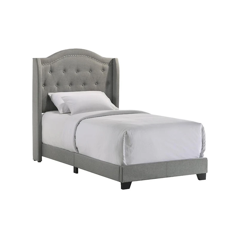 Intercon Rhyan Twin Uph Bed in Rhyan Smoke Fabric