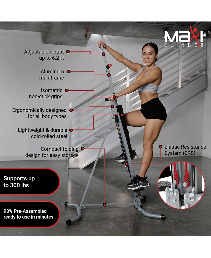 MaxiClimber Vertical Climber Exercise Machine, Home Gym Total Body Equipment