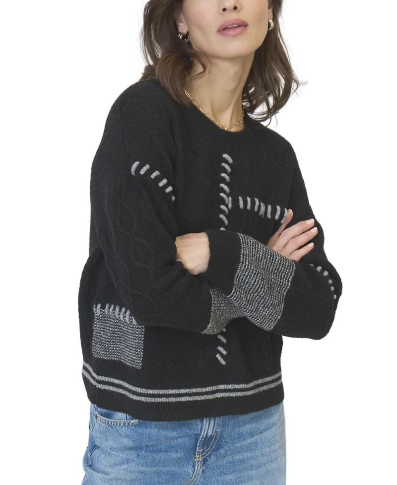 Central Park West Women's Patchwork Cropped Sweater