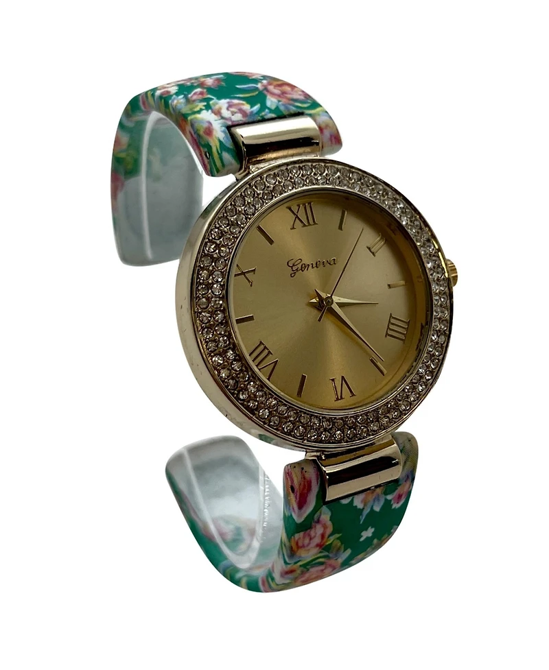 Olivia Pratt Floral Printed Soft Band Bangle Women Watch
