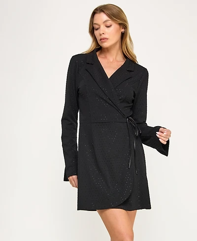 Row A Women's Embellished Collared Wrap Dress
