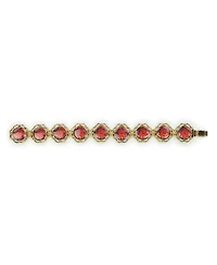 Patricia Nash Acrylic Ruby European Floral Tapestry Antique-Like Gold-Tone Box Clasp Link Bracelet