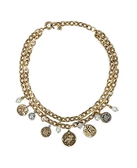 Patricia Nash Glass Stone and Glass Pearl Ox Double Charm Necklace