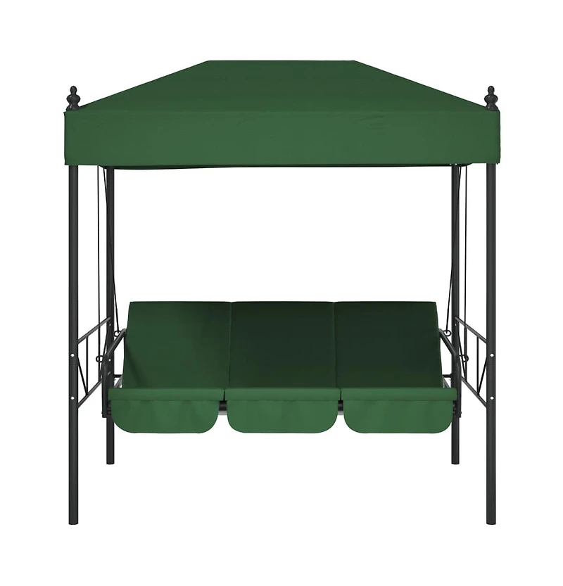 Garden Swing Bench Green Powder-Coated Steel Large