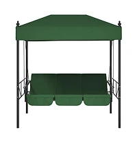Garden Swing Bench Green Powder-Coated Steel Large