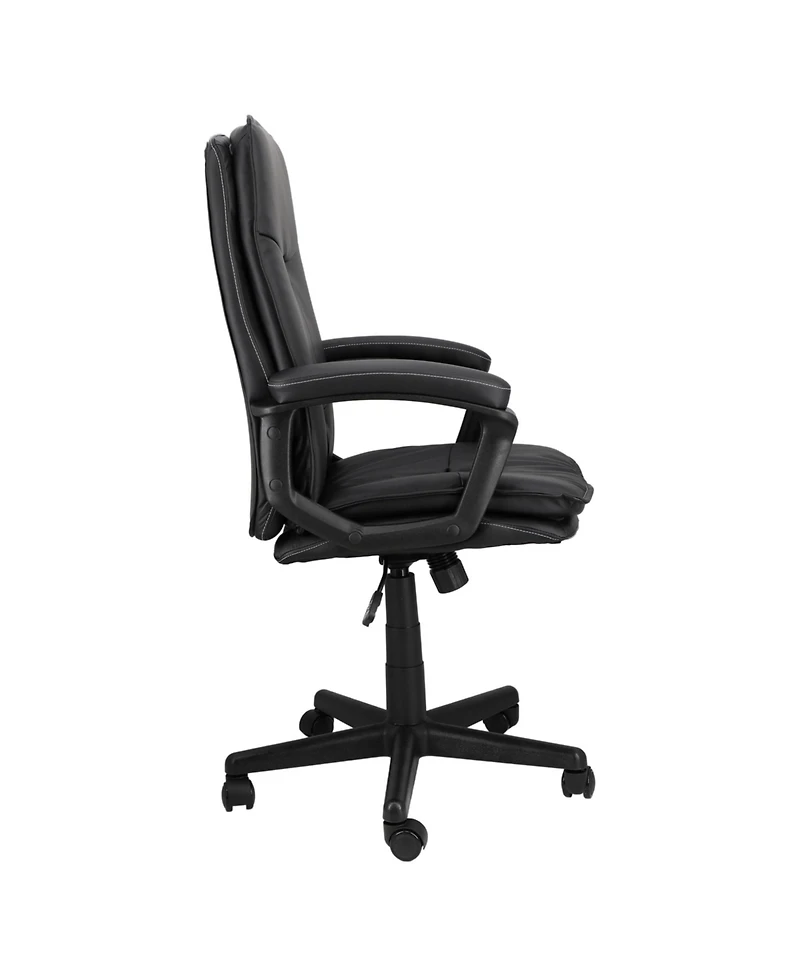 Elama High Back Tufted Faux Leather Adjustable Office Chair in Black