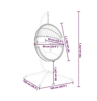 Hanging Egg Chair Anthracite, Black Steel, Rope, Rattan