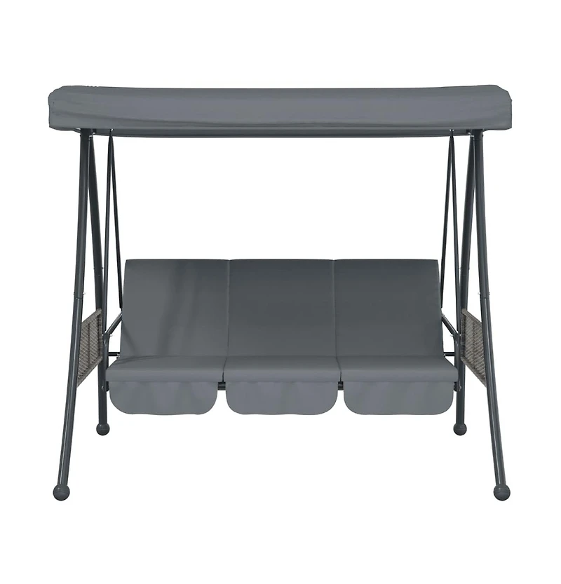 vidaXL Garden Swing Bench Dark grey Powder-coated steel Large