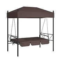 vidaXL Garden Swing Bench Coffee brown Powder-coated steel, Polyester