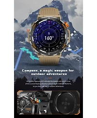 Ruxing Smart Outdoor Sports Smart watch with Compass Emergency Light Ips Hd Large Round Screen -Orange