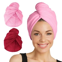 Turbie Twist Microfiber Twist 2 Pack (Deep Claret, Sea Pink)