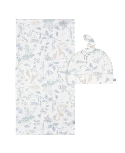 Just Born Baby 2-Piece Swaddle Blanket & Hat Set, Blue Plaid, One