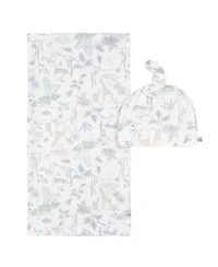 Just Born Baby 2-Piece Swaddle Blanket & Hat Set, Blue Plaid, One