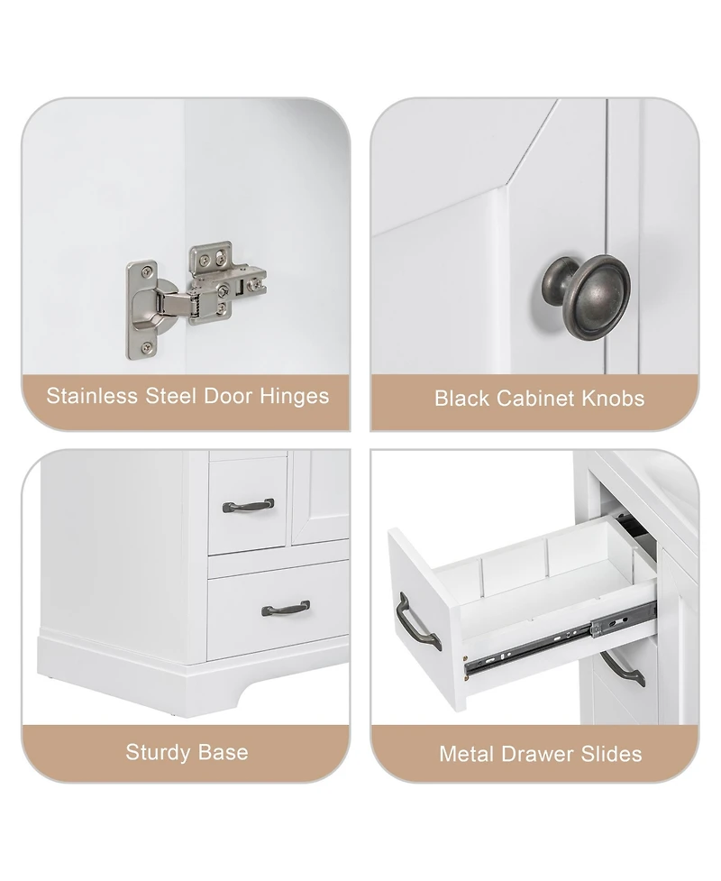 Casainc 36" Bathroom Vanity, Cabinet Base Only, Six Drawers with Multi-Functional Drawer Divider and Adjustable Shelf