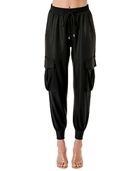 Modenaire Women's Faux Leather Jogger Pants