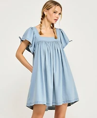 Modenaire Women's Flutter-Sleeve Babydoll Dress