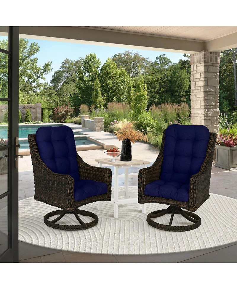 Aoodor Tufted Adirondack Chair Cushion, Outdoor High Back Cushions with Ties, Waterproof and Fade Resistant, Set of 2