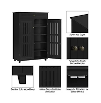 5-Tier & 1 Drawer Adjustable Shoe Storage Cabinet White