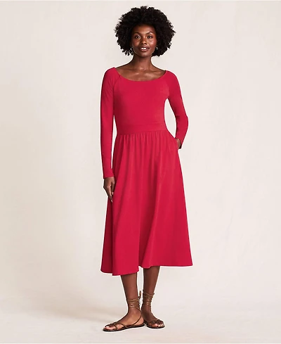 Lands' End Women's Cotton Modal Off Shoulder Midi Dress