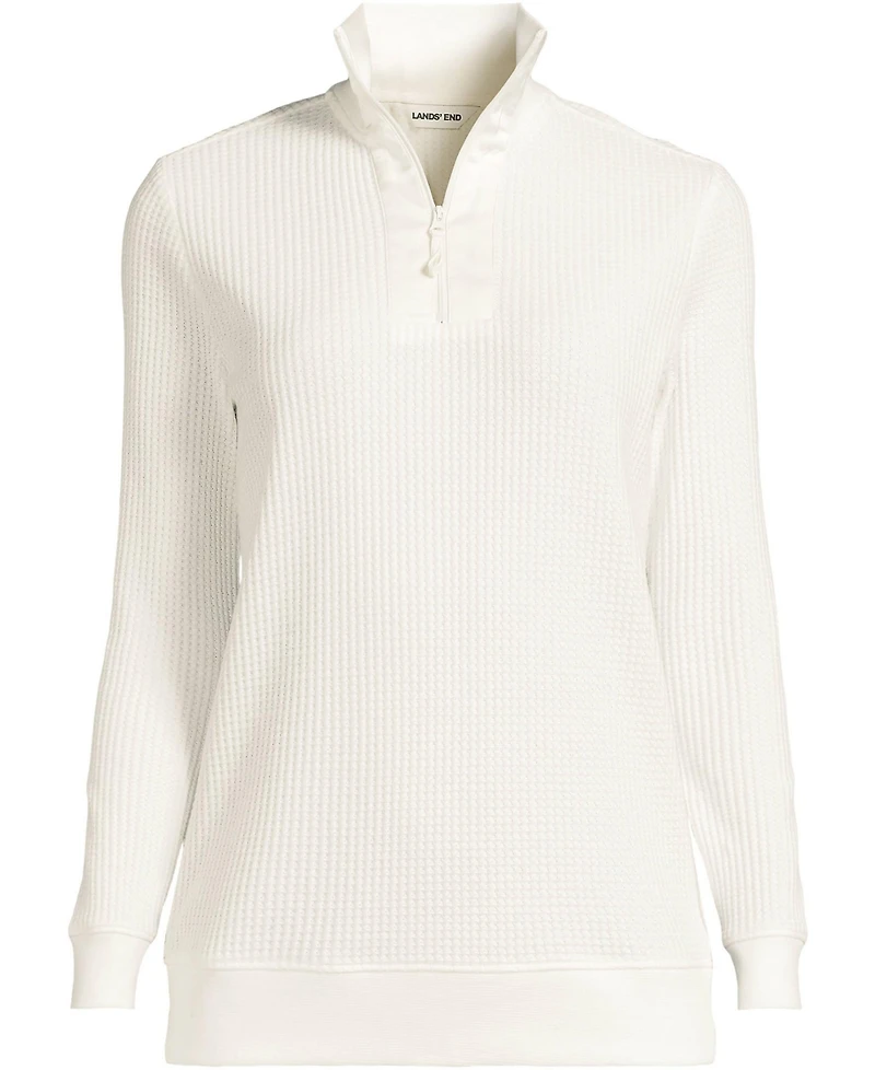 Lands' End Plus Long Sleeve Waffle Quarter Zip Pullover