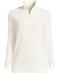Lands' End Plus Long Sleeve Waffle Quarter Zip Pullover