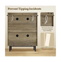 Country Style 5-Tier Shoe Cabinet with Barn-Inspired Doors Rustic Brown