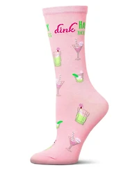 MeMoi Women's Drink Happy Thoughts Rayon From Crew Socks