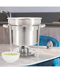 MegaChef 11.6 Quart Round Stainless Steel Professional Soup Chafing Dish in Silver