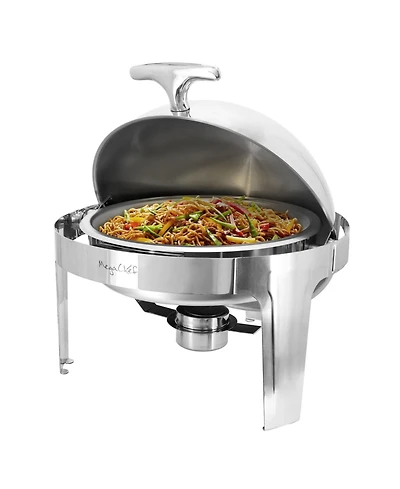 MegaChef 6.3 Quart Round Stainless Steel Dome Roll Top Professional Chafing Dish/Food Warmer/Buffet Server Serving Dish