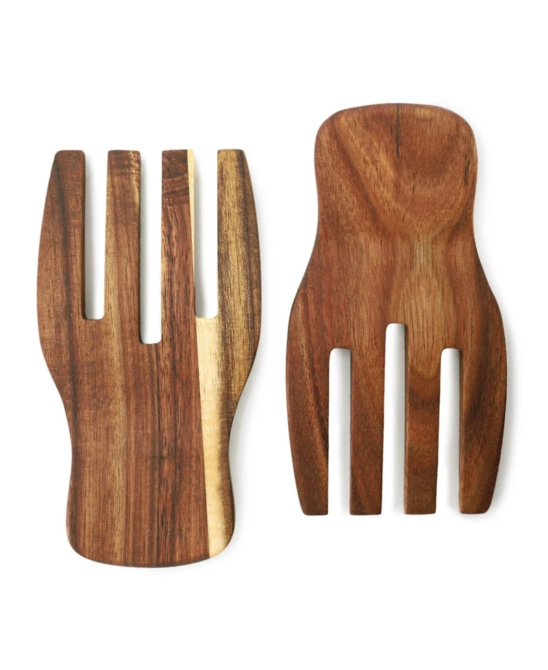 MegaChef Acacia Wood Salad Bowl with Serving Utensils