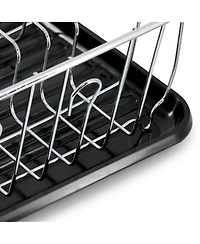 Megachef 16 Inch Chrome Plated and Plastic Counter Top Drying Dish Rack in Black