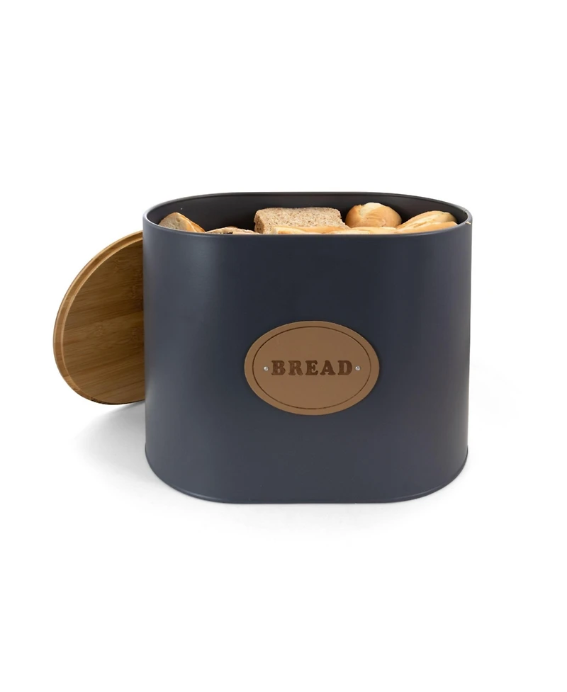 MegaChef Kitchen Food Storage and Organization 5 Piece Canister Set in Grey with Bamboo Lids