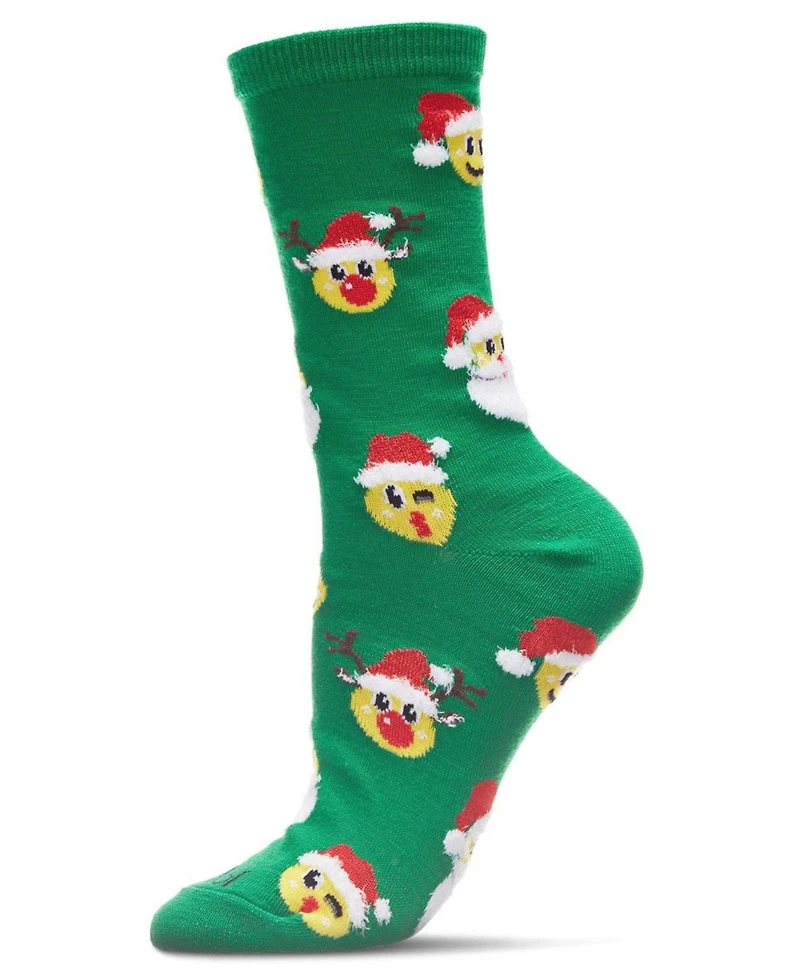 MeMoi Women's Smiley Santa Holiday Crew Socks