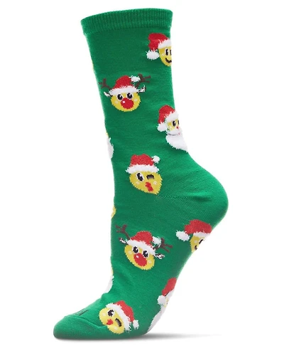MeMoi Women's Smiley Santa Holiday Crew Socks