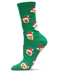 MeMoi Women's Smiley Santa Holiday Crew Socks