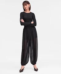 I.n.c. International Concepts Women's Pull-On Crinkle-Chiffon Balloon Pants, Macy's Exclusive