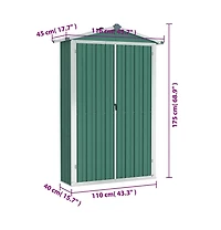 vidaXL Garden Shed Green Galvanized steel, plastic Standard Garden Shed