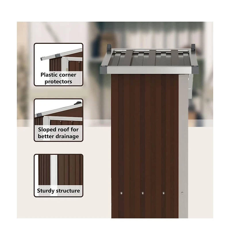 vidaXL Garden Shed Brown Galvanized Steel and Plastic
