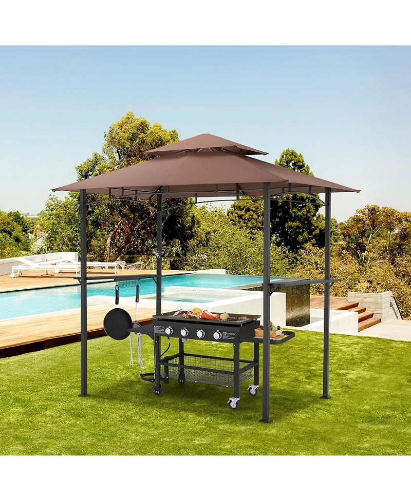 Aecojoy Grill Gazebo 8'x5'Outdoor Patio Backyard Bbq Grill Shelter