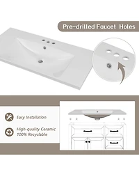 Casainc 36" Bathroom Vanity with Sink Combo, Cabinet Drawers, Solid Frame and Mdf Board