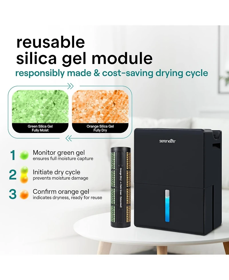 SereneLife 2-in-1 Portable Dehumidifier with Removable Cylinder & Drying Base