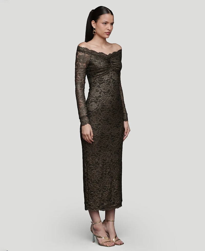 Avec Les Filles Women's Off-The-Shoulder Stretch Midi Dress