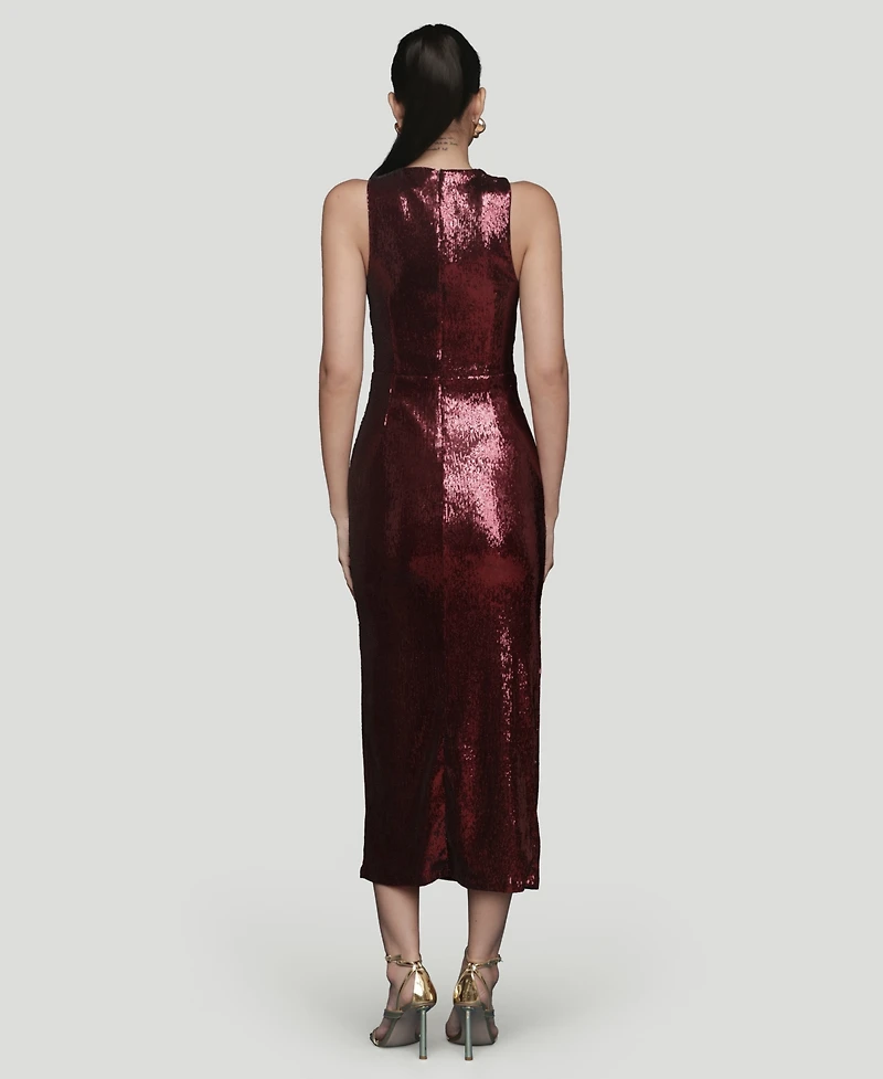 Avec Les Filles Women's Sequin-Embellished Crewneck Sleeveless Dress