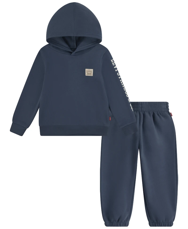 Levi's Boys Toddler 2T-4T 2 Piece Patch Long Sleeves Hoodie and Joggers Set