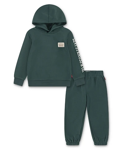 Levi's Boys Toddler 2T-4T 2 Piece Patch Long Sleeves Hoodie and Joggers Set