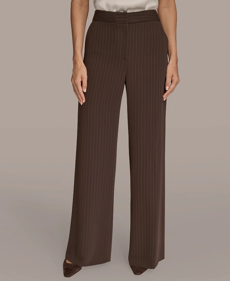 Donna Karan New York Women's Pinstripe Wide Leg Pants