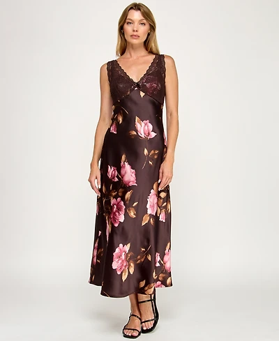 Row A Women's V-Neck Pull-On Midi Dress